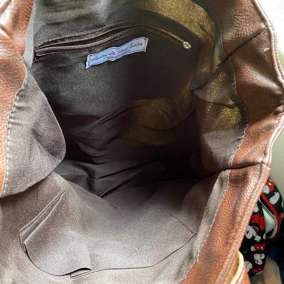 Bird on Bicycle Fabric & Leather Tote Bag - Picture 3 of 4